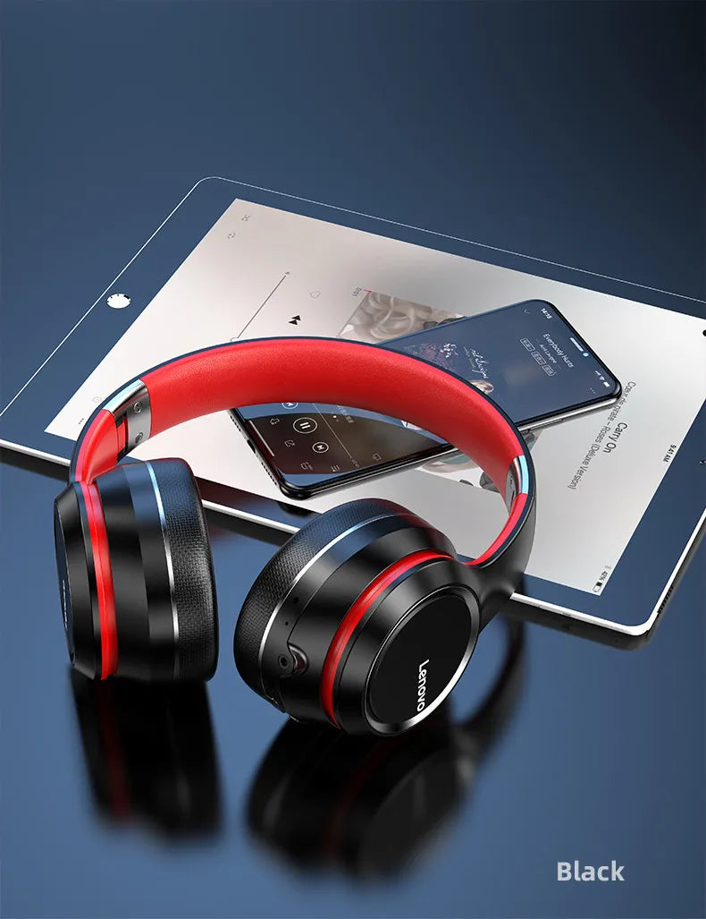 Lenovo HD200 Wireless Bluetooth Over-Ear Headphones – Noise Cancelling HiFi Stereo Gaming Headset with Microphone