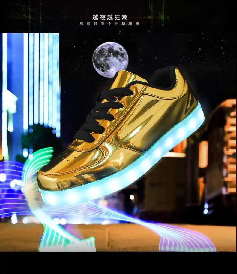 Men Shoes Glowing Light Led Women Spring Fashion Casual Sport Lamp Party Golden Silver Boots Luminous Dancing Flats Sneaker