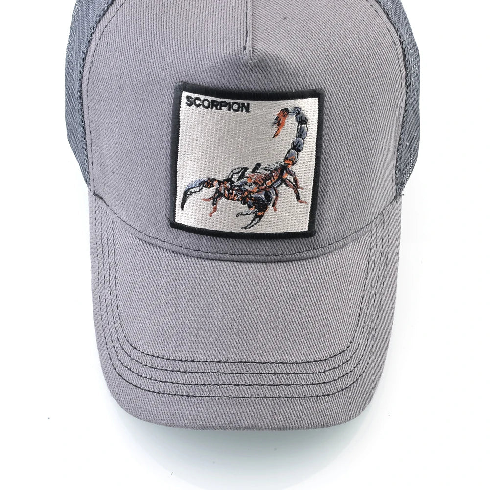 Streetwear Trucker Caps With Scorpion Patch Men's Snapback Hip Hop Baseball Cap For Women Four Seasons Fashion Casquette Hats