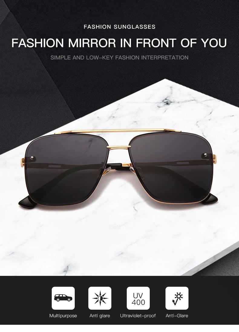 Classic Square Sunglasses Cool Men Vintage Luxury Brand Design Metal Sun Glasses Women Shades UV400 Oculos De Sol