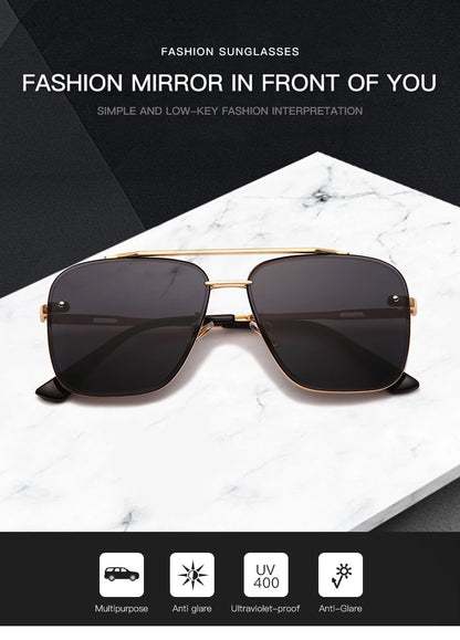 Classic Square Sunglasses Cool Men Vintage Luxury Brand Design Metal Sun Glasses Women Shades UV400 Oculos De Sol