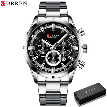 Curren Herrenuhr mit blauem Zifferblatt, Edelstahlarmband und Datumsanzeige – wasserdichte Business-Armbanduhr für Herren im Luxus-Stil