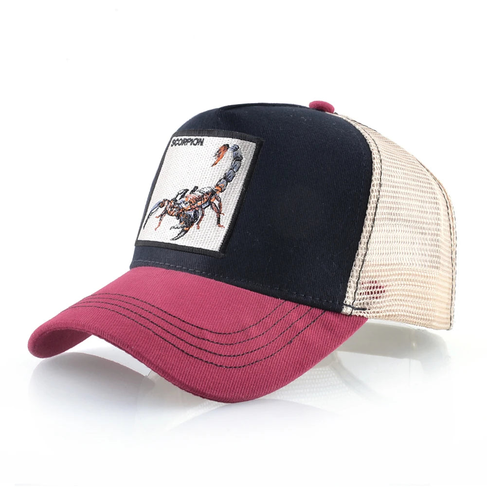 Streetwear Trucker Caps With Scorpion Patch Men's Snapback Hip Hop Baseball Cap For Women Four Seasons Fashion Casquette Hats