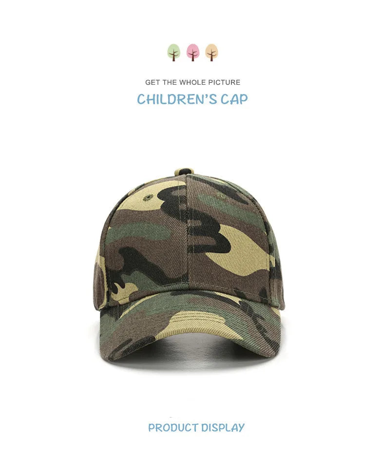 Cappellini estivi in cotone per bambini in stile mimetico, cappellini da caccia nella giungla, cappellini da baseball regolabili in stile hip-hop per neonati, maschietti e femminucce