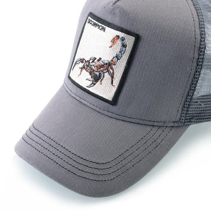 Streetwear Trucker Caps With Scorpion Patch Men's Snapback Hip Hop Baseball Cap For Women Four Seasons Fashion Casquette Hats
