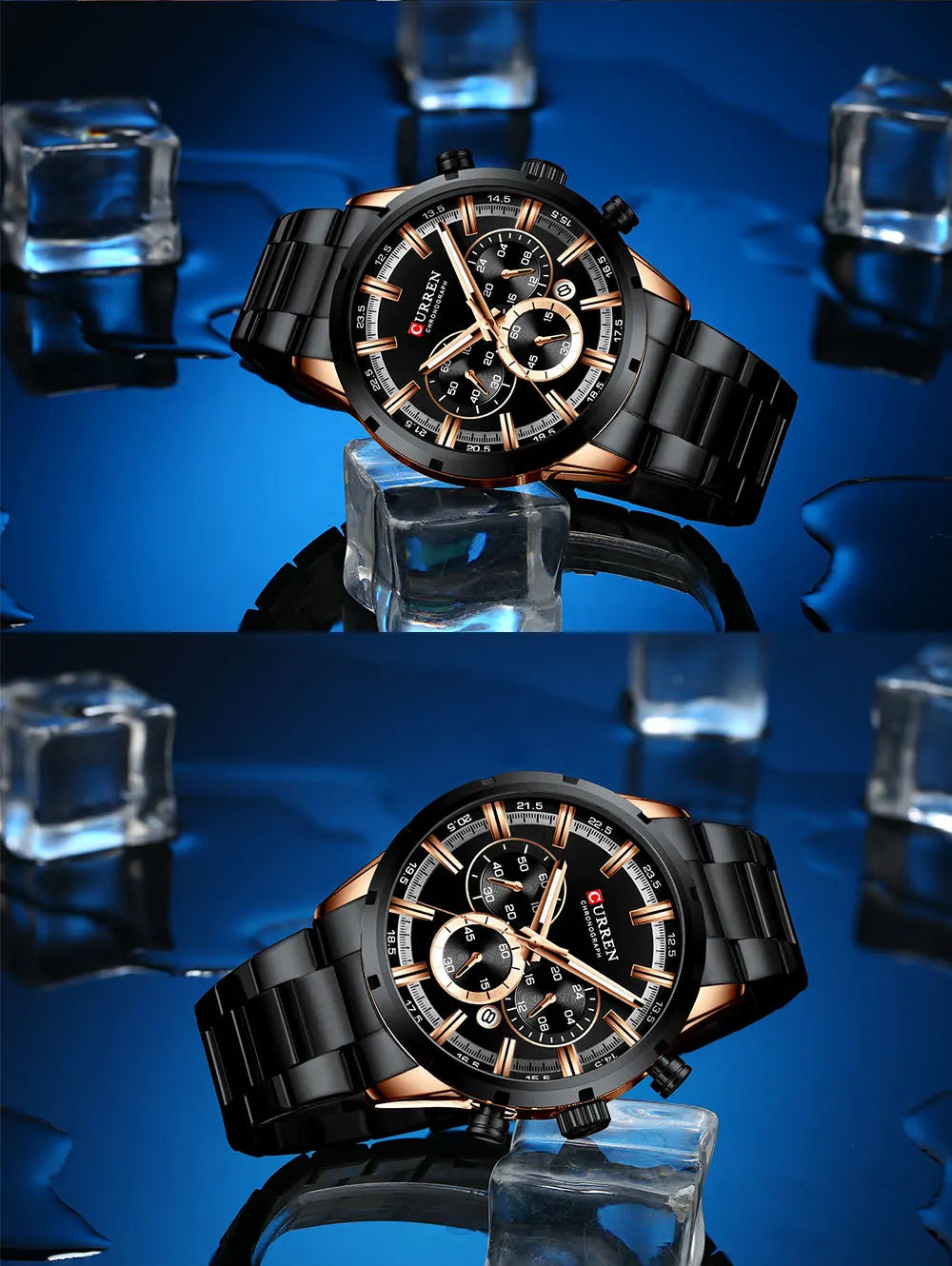 Curren Herrenuhr mit blauem Zifferblatt, Edelstahlarmband und Datumsanzeige – wasserdichte Business-Armbanduhr für Herren im Luxus-Stil
