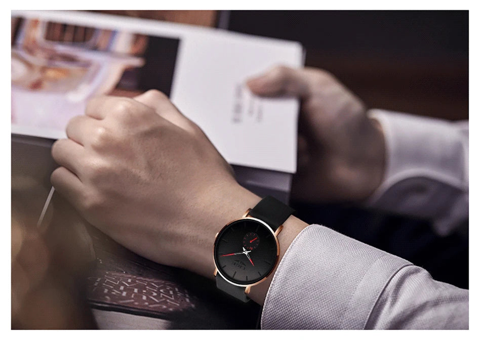 LIGE herenhorloge – Sportieve en trendy stijl, luxemerk, waterdicht, strak en ultradun ontwerp, quartzhorloge voor heren.