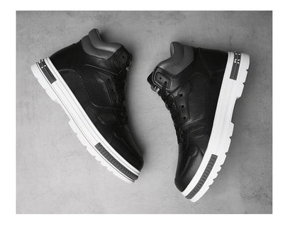 FUQIAO New High Top Elevator Shoes Casual Men Sneakers Heightening Height Increase 8cm Cow Split Leather Leisure Designer Shoes