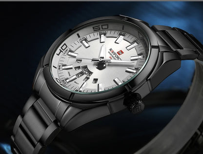 Ceas pentru bărbați NAVIFORCE, realizat integral din oțel, rezistent la apă, stil casual, mecanism cu cuarț și afișaj al datei – Ceas de mână de lux pentru bărbați, de la o marcă de renume.