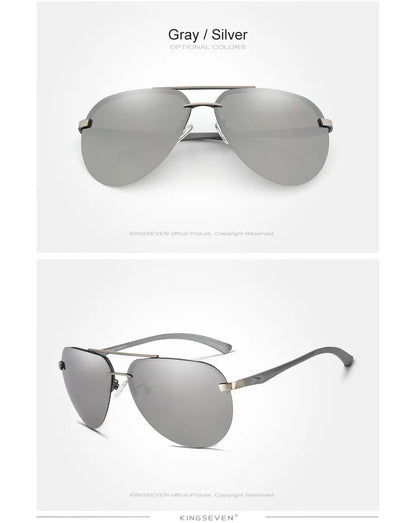 KINGSEVEN Aluminum Magnesium Polarized Rimless Lens Sunglasses For Men High Definition Retro Women Eyewear Oculos de sol