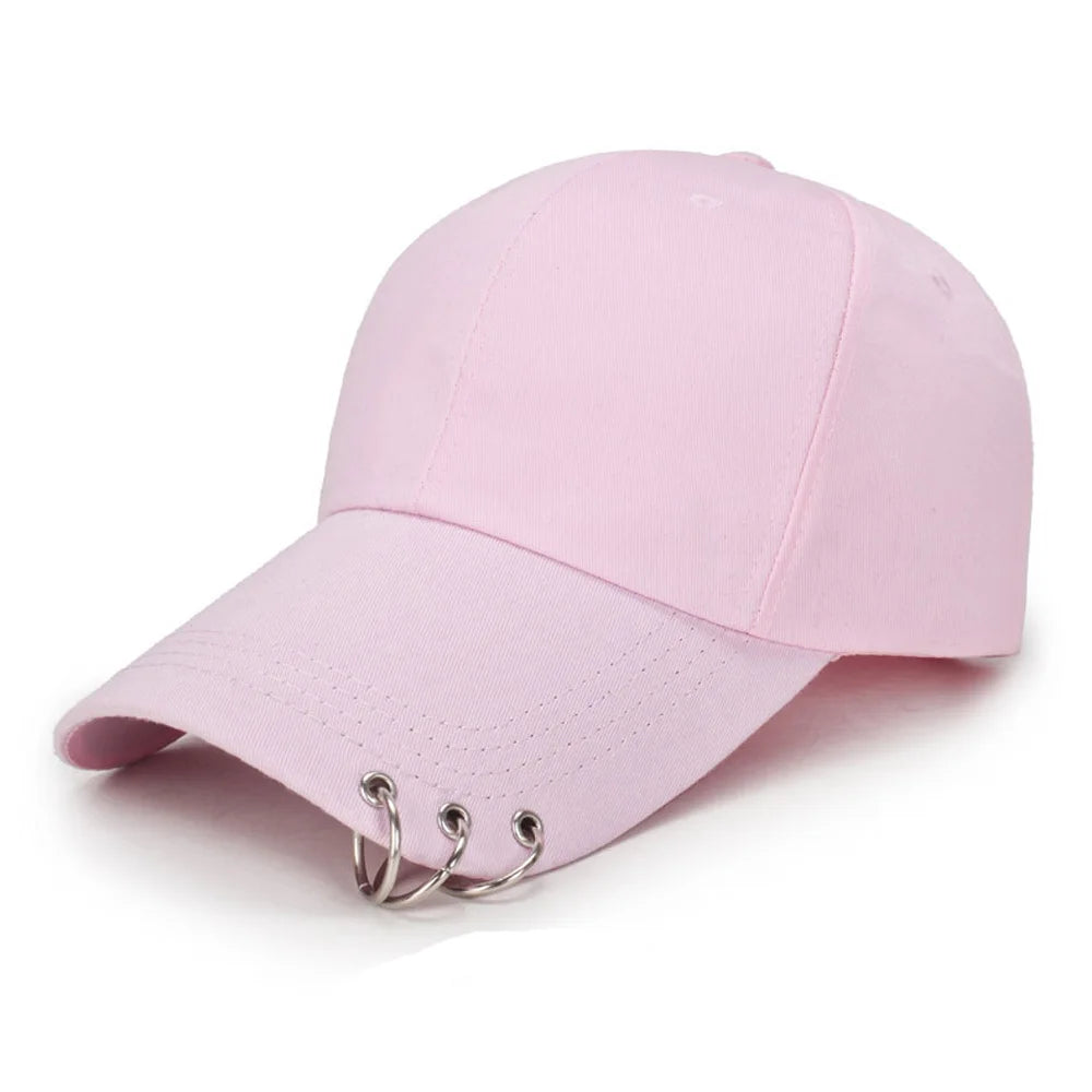 Casquette de baseball Snapback pour femmes et hommes, style hip-hop et K-pop, couleur unie avec anneau, pour les amateurs de sport, de danse et de voyage, casquette « Dad Hat », streetwear, ajustable