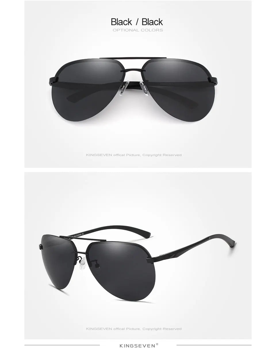 KINGSEVEN Aluminum Magnesium Polarized Rimless Lens Sunglasses For Men High Definition Retro Women Eyewear Oculos de sol