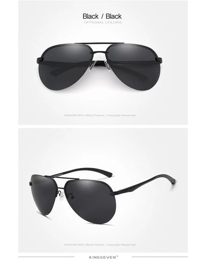 KINGSEVEN Aluminum Magnesium Polarized Rimless Lens Sunglasses For Men High Definition Retro Women Eyewear Oculos de sol