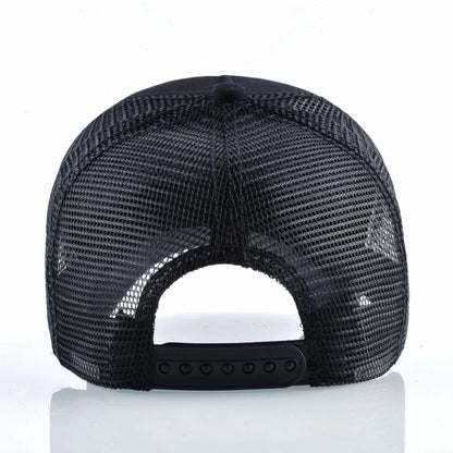 Cappellino da baseball da uomo K Snapback Trucker in rete traspirante per donna, cappellino da baseball casual da esterno con toppa ricamata raffigurante un lupo