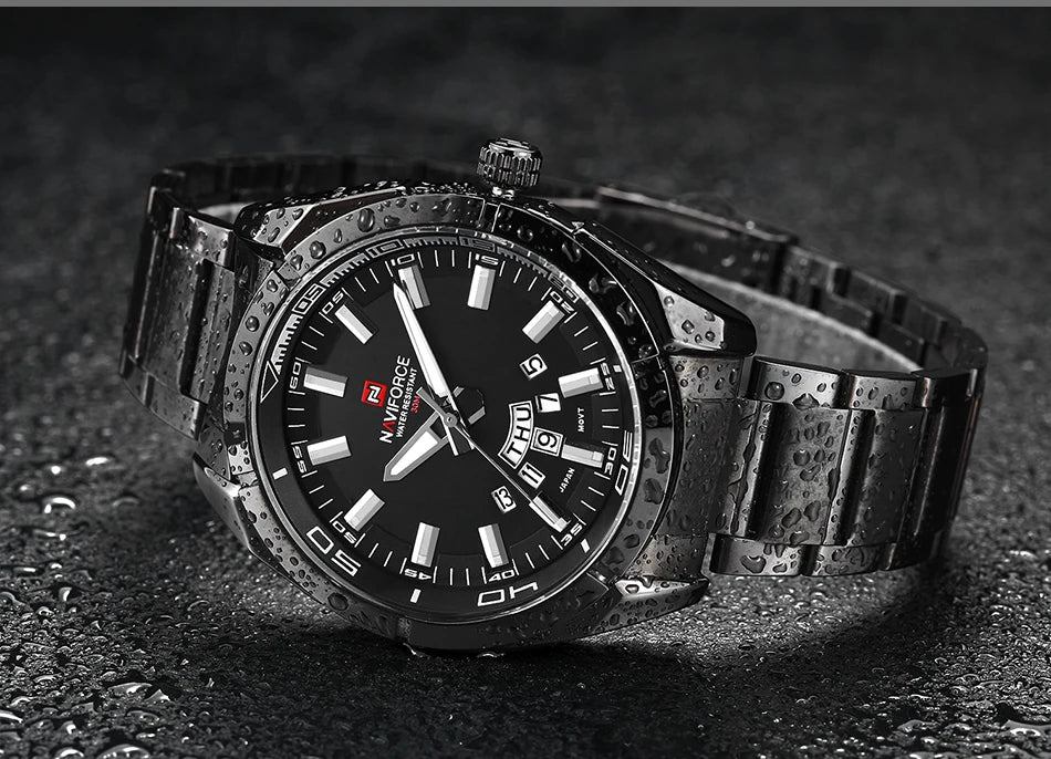 Ceas pentru bărbați NAVIFORCE, realizat integral din oțel, rezistent la apă, stil casual, mecanism cu cuarț și afișaj al datei – Ceas de mână de lux pentru bărbați, de la o marcă de renume.