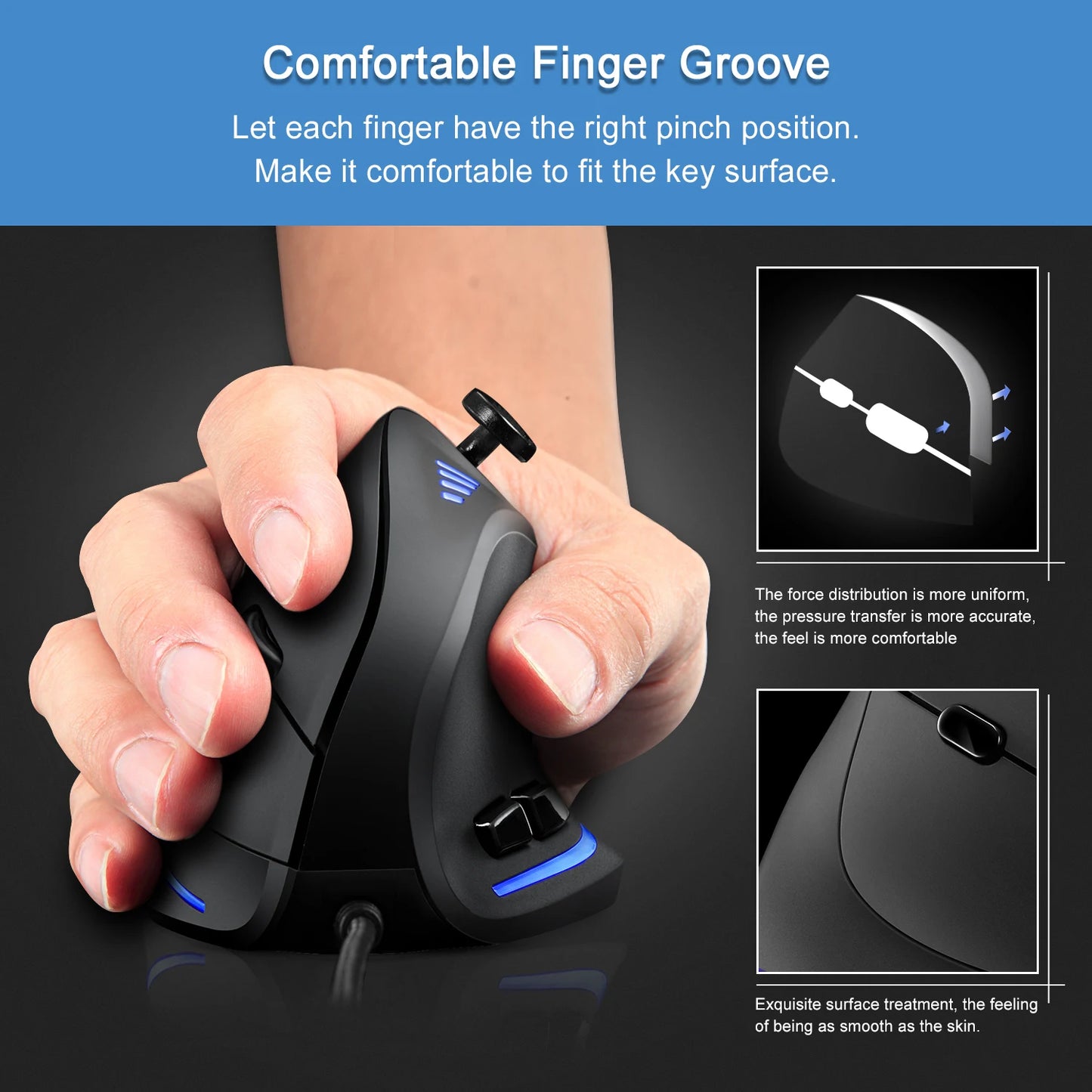 ZELOTES C18 Wired Vertical Ergonomic Gaming Mouse, 10000 DPI RGB Programmable Laser Mouse with 11 Buttons for PC Computer