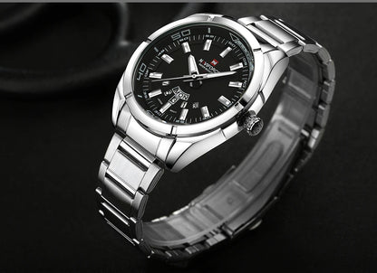 Ceas pentru bărbați NAVIFORCE, realizat integral din oțel, rezistent la apă, stil casual, mecanism cu cuarț și afișaj al datei – Ceas de mână de lux pentru bărbați, de la o marcă de renume.