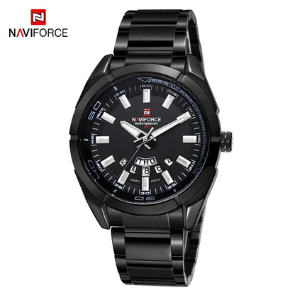 Ceas pentru bărbați NAVIFORCE, realizat integral din oțel, rezistent la apă, stil casual, mecanism cu cuarț și afișaj al datei – Ceas de mână de lux pentru bărbați, de la o marcă de renume.