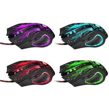 6D USB Wired Gaming Mouse 3200 DPI RGB LED Optical Gaming Mouse with 6 Programmable Buttons for PC, Laptop & Desktop