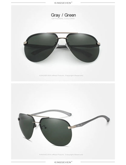 KINGSEVEN Aluminum Magnesium Polarized Rimless Lens Sunglasses For Men High Definition Retro Women Eyewear Oculos de sol