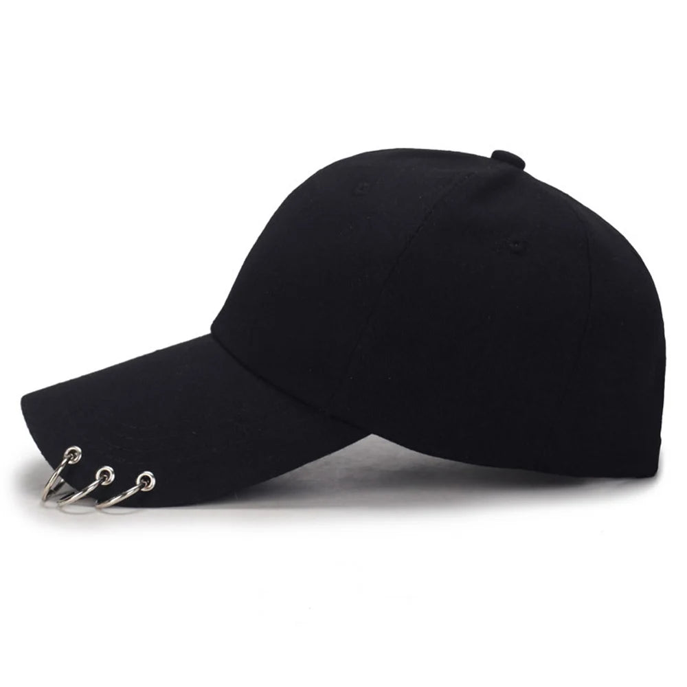 Casquette de baseball Snapback pour femmes et hommes, style hip-hop et K-pop, couleur unie avec anneau, pour les amateurs de sport, de danse et de voyage, casquette « Dad Hat », streetwear, ajustable