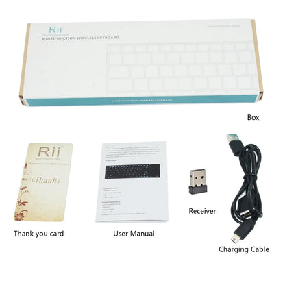 Russische, spanische, englische und französische kabellose Tastatur Rii K12+/i12+ Mini-Tastatur mit Touchpad-Maus für Android, Laptop, PC und TV-Box