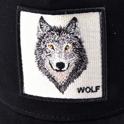 Cappellino da baseball da uomo K Snapback Trucker in rete traspirante per donna, cappellino da baseball casual da esterno con toppa ricamata raffigurante un lupo