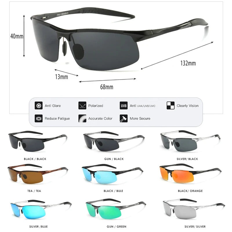 Classic Aluminum Magnesium Frame Sunglasses Polarized Men Military Goggles Anti-Glare Driving Glasses UV400 Oculos masculino