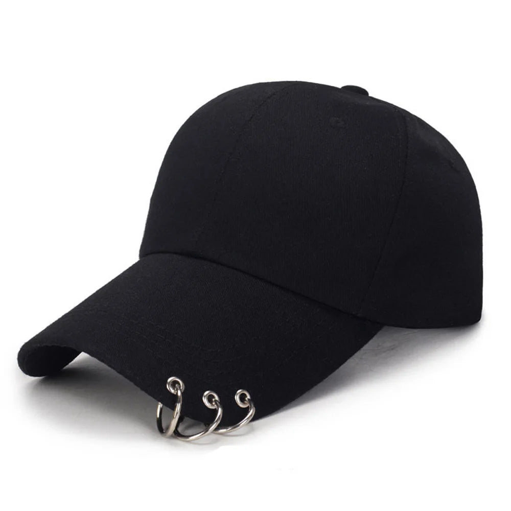 Casquette de baseball Snapback pour femmes et hommes, style hip-hop et K-pop, couleur unie avec anneau, pour les amateurs de sport, de danse et de voyage, casquette « Dad Hat », streetwear, ajustable
