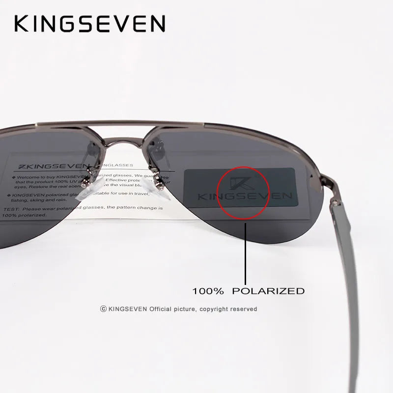 KINGSEVEN Aluminum Magnesium Polarized Rimless Lens Sunglasses For Men High Definition Retro Women Eyewear Oculos de sol