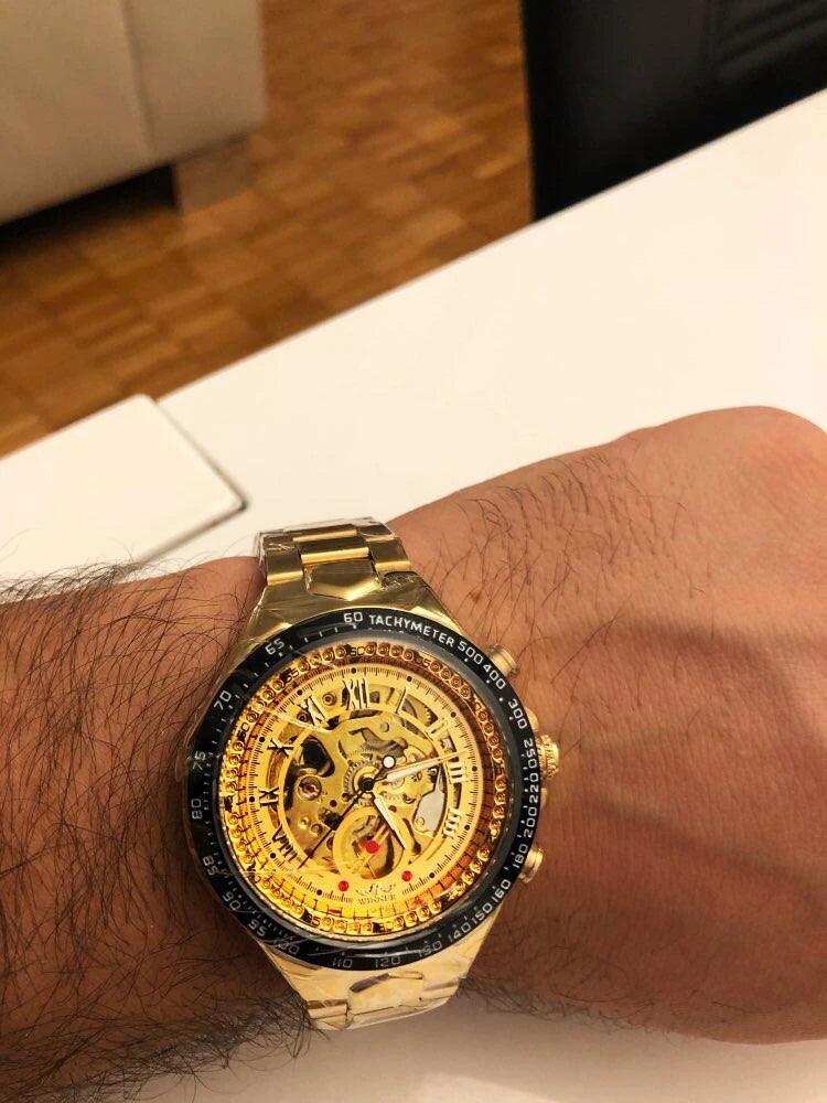 Ceas pentru bărbați Winner – Design sportiv, ramă finisată, stil la modă, marcă de prestigiu, ceas automat cu mecanism vizibil (scheletat)