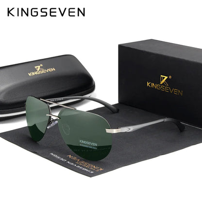 KINGSEVEN Aluminum Magnesium Polarized Rimless Lens Sunglasses For Men High Definition Retro Women Eyewear Oculos de sol