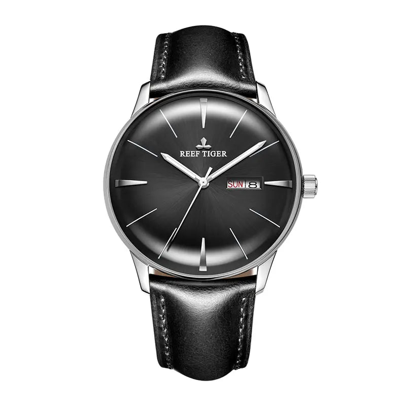 Reef Tiger/RT Luxury Dress Watch Men Genuine Leather Strap Blue Watch Automatic Mechanical Watches Waterproof Date Watch RGA8238