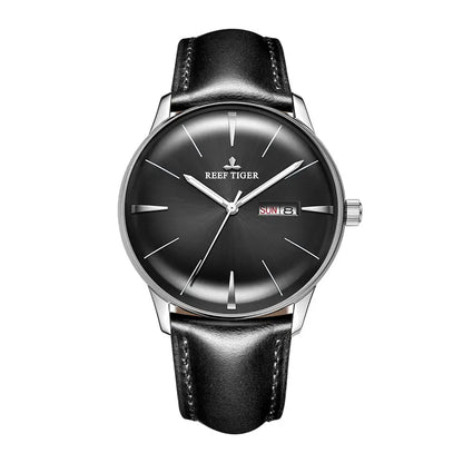 Reef Tiger/RT Luxury Dress Watch Men Genuine Leather Strap Blue Watch Automatic Mechanical Watches Waterproof Date Watch RGA8238