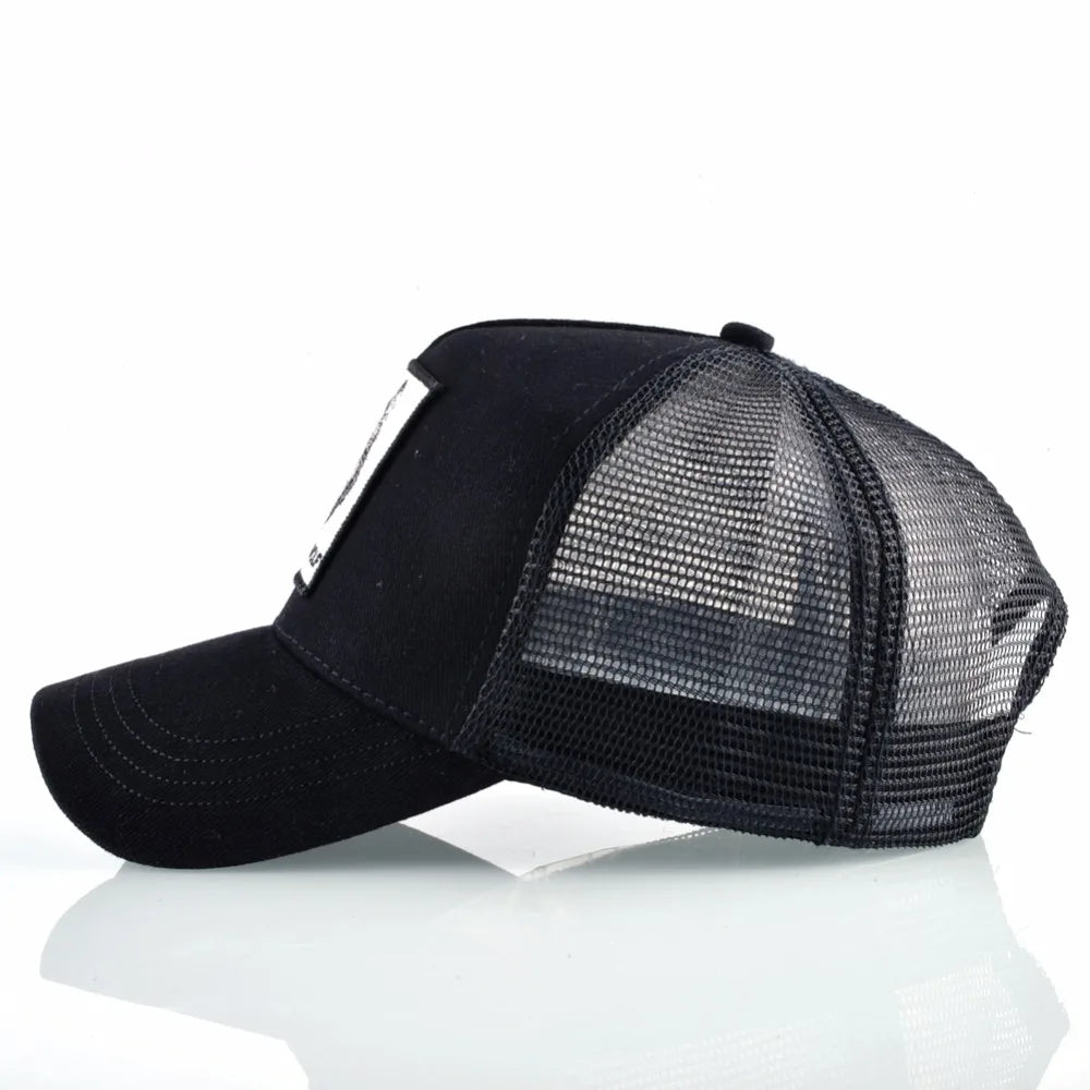 Cappellino da baseball da uomo K Snapback Trucker in rete traspirante per donna, cappellino da baseball casual da esterno con toppa ricamata raffigurante un lupo