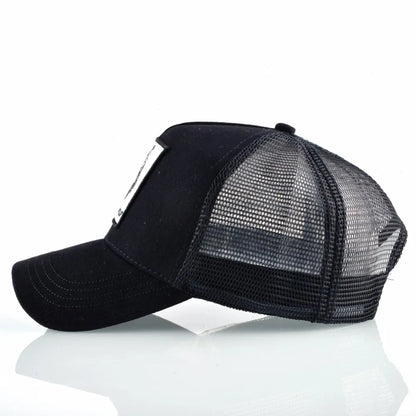 Cappellino da baseball da uomo K Snapback Trucker in rete traspirante per donna, cappellino da baseball casual da esterno con toppa ricamata raffigurante un lupo