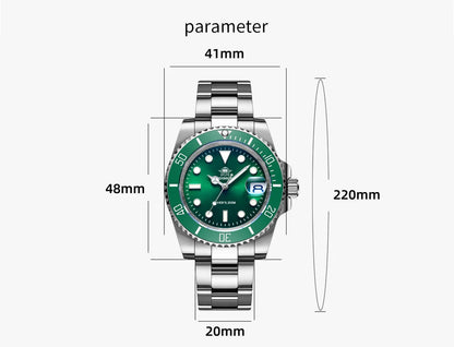 ADDIESDIVE klassische Herrenuhr mit Keramiklünette, 200m wasserdicht, lässige Quarzuhr mit BGW9 blauer Leuchtmasse, Geschenkuhr MY-H3-2