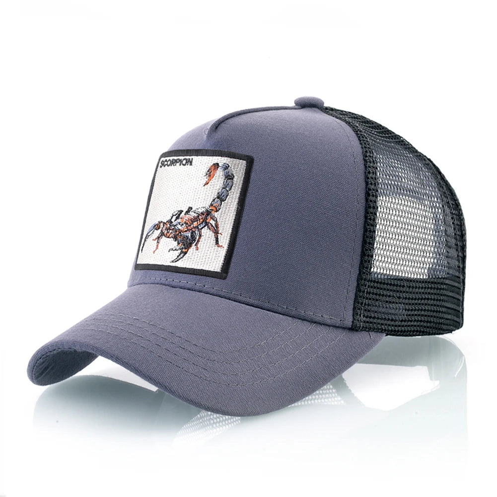 Streetwear Trucker Caps With Scorpion Patch Men's Snapback Hip Hop Baseball Cap For Women Four Seasons Fashion Casquette Hats