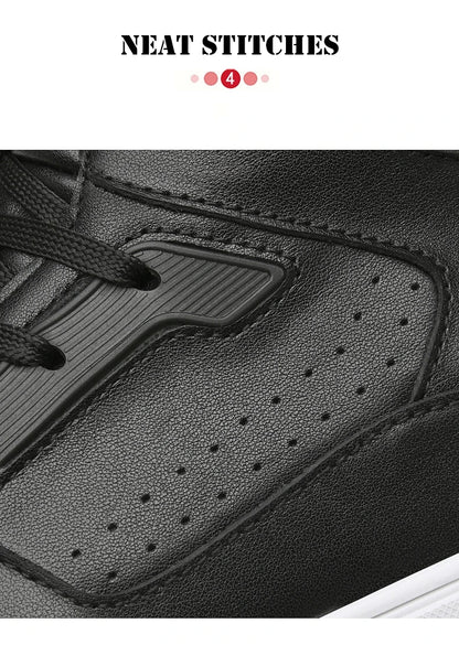 FUQIAO New High Top Elevator Shoes Casual Men Sneakers Heightening Height Increase 8cm Cow Split Leather Leisure Designer Shoes