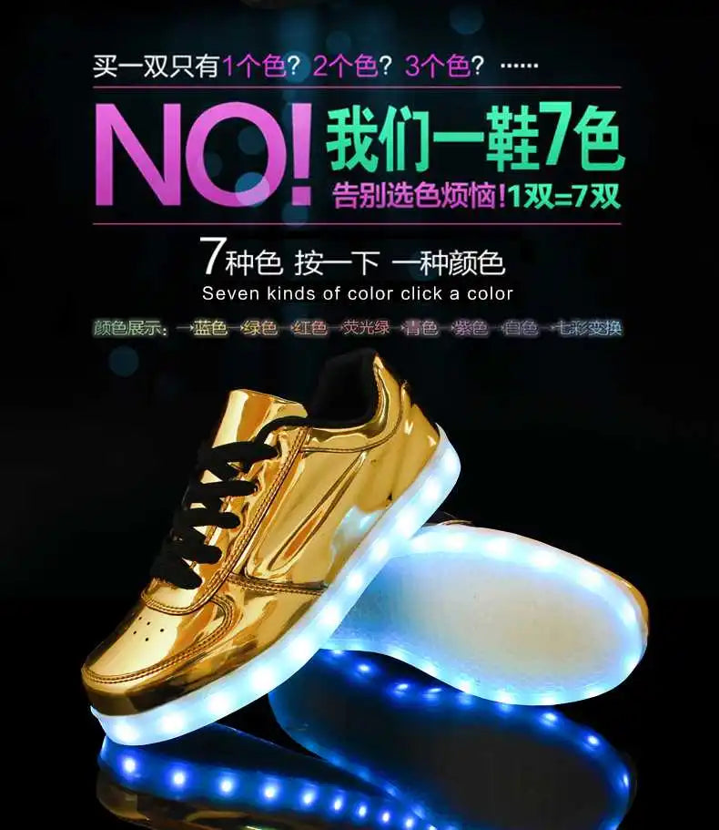 Men Shoes Glowing Light Led Women Spring Fashion Casual Sport Lamp Party Golden Silver Boots Luminous Dancing Flats Sneaker