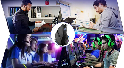 ZELOTES C18 Wired Vertical Ergonomic Gaming Mouse, 10000 DPI RGB Programmable Laser Mouse with 11 Buttons for PC Computer