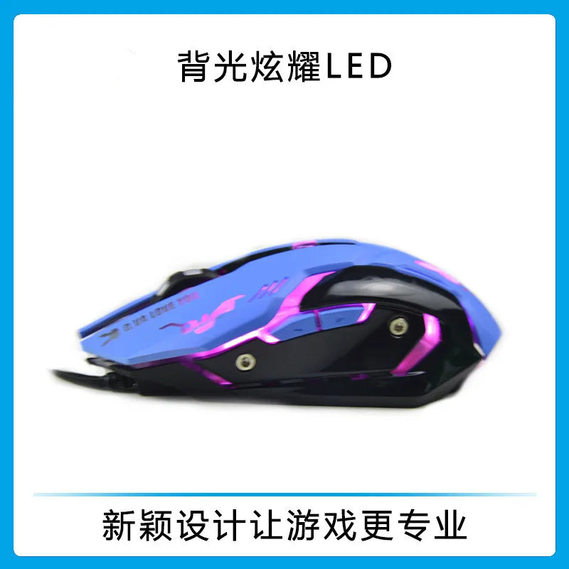 Blue Gaming Mouse DVA Anime Wired Optical Mouse with RGB Breathing Light, 2400DPI E-Sports Gaming Mouse, 6 Buttons USB Gaming Mouse