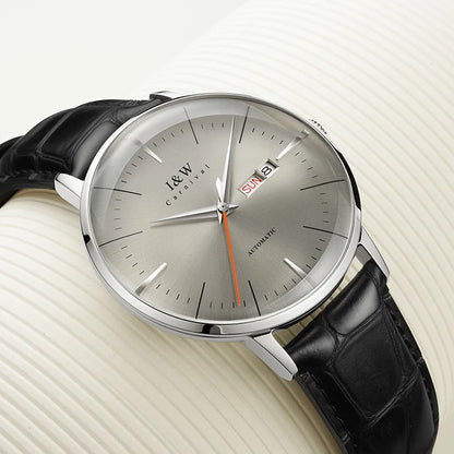 Japan MIYOTA Automatic Watch 3D Curved Sapphire Mechanical Wristwatches Waterproof Leather Strap Double Calendar Watches for Men