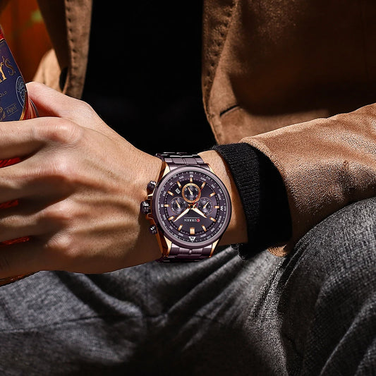 Pánské hodinky CURREN – Módní hodinky renomované značky, luxusní model, vodotěsné, z oceli, sportovní styl, quartzový chronograf