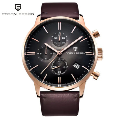 PAGANI DESIGN Men's Fashion Casual Brand Watch Waterproof 30m Luxury Leather Sports Quartz Chronograph VK67 Relogio Masculino