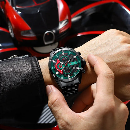 Orologio da uomo CURREN – Cronografo sportivo di lusso, movimento al quarzo, interamente in acciaio, impermeabile