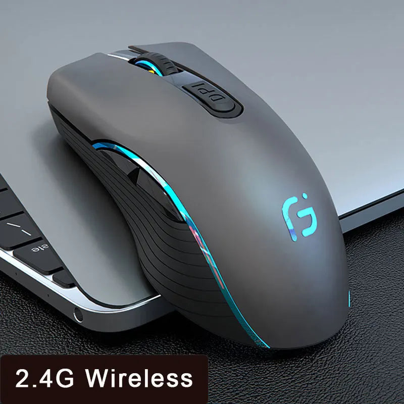 Rechargeable Bluetooth Wireless Mouse, Silent Ergonomic Wireless Mouse with 2400 DPI, Dual Mode Bluetooth & 2.4G USB Mouse for Laptop, MacBook, iPad, PC & Office