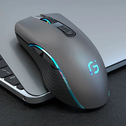 Rechargeable Bluetooth Wireless Mouse, Silent Ergonomic Wireless Mouse with 2400 DPI, Dual Mode Bluetooth & 2.4G USB Mouse for Laptop, MacBook, iPad, PC & Office