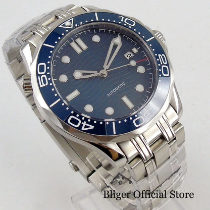 BLIGER Luxury 41mm Mechancial Men Watch Sapphire Glass NH35AMIYOTA PT5000 Movement Steel Bracelet Ceramic Bezel Date Function