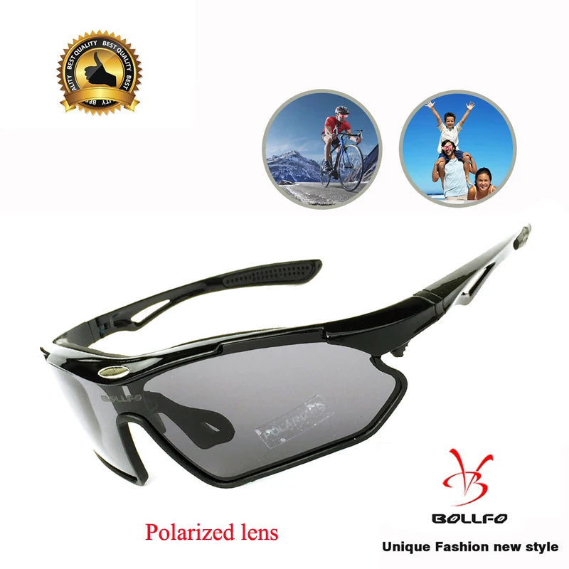 BOLLFO Anti-Glare Bike Glasses UV Protection Cycling Sunglasses TR90 Genuine REVO Coating Silicone Temple Grips Cycling Eyewear